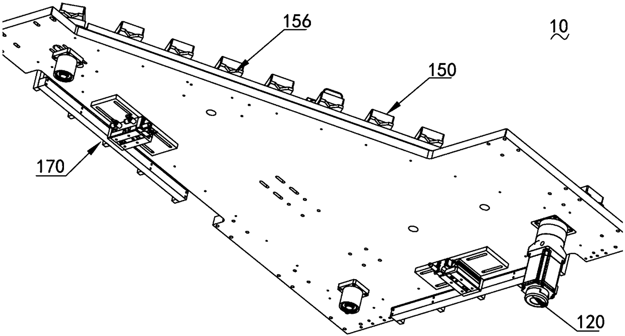 Conveyor belt and carrier mounting structure, and feeding buffer device comprising same