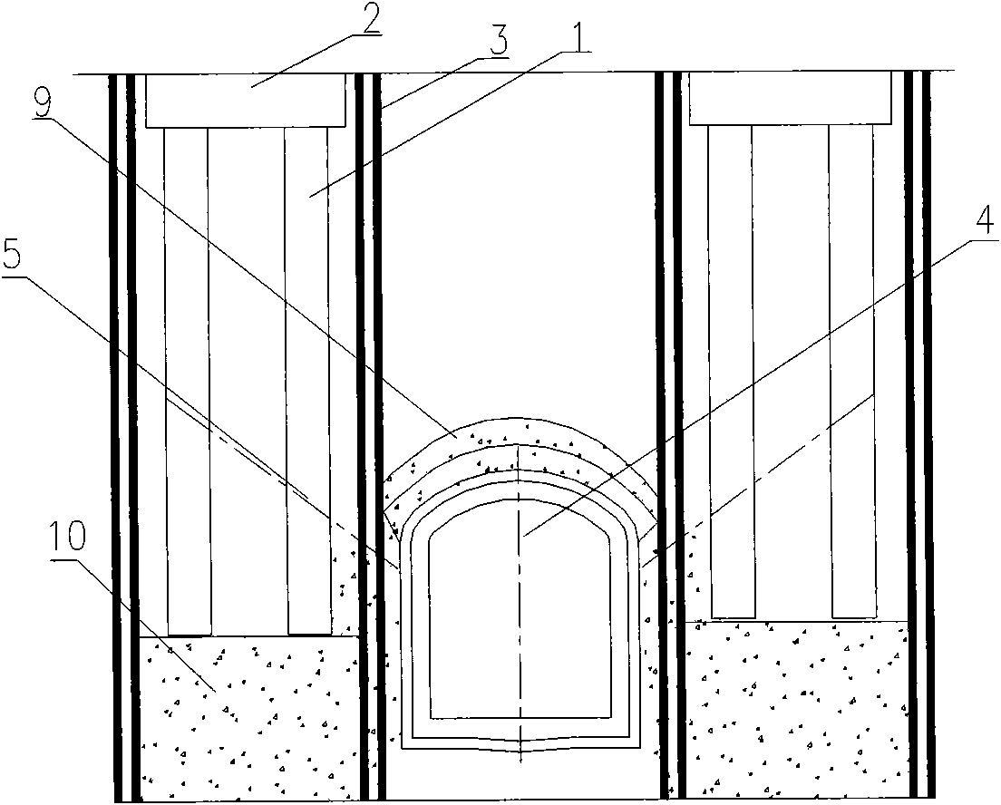 Micro-stress shelter pile foundation strengthening method