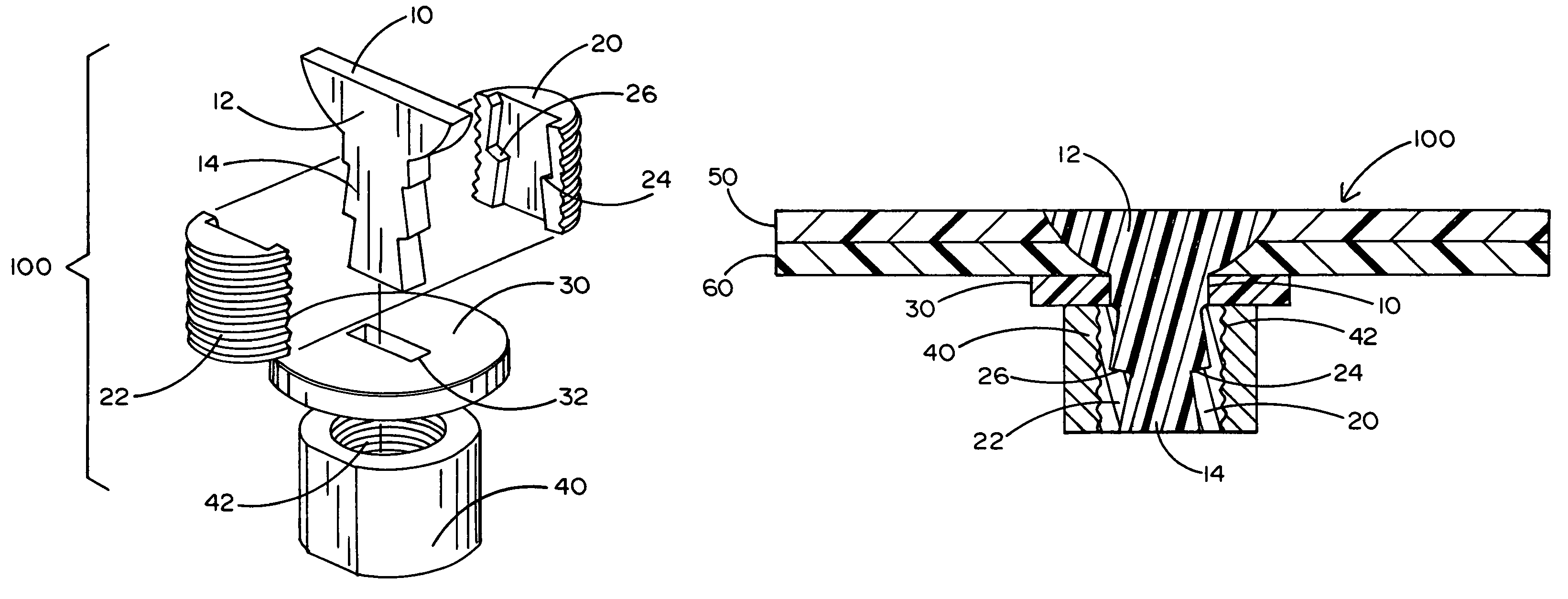 Mechanical fastener system for high-temperature structural assemblies