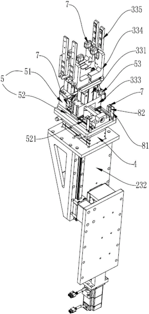 Rotary type feeding and discharging device capable of achieving three-axis transfer