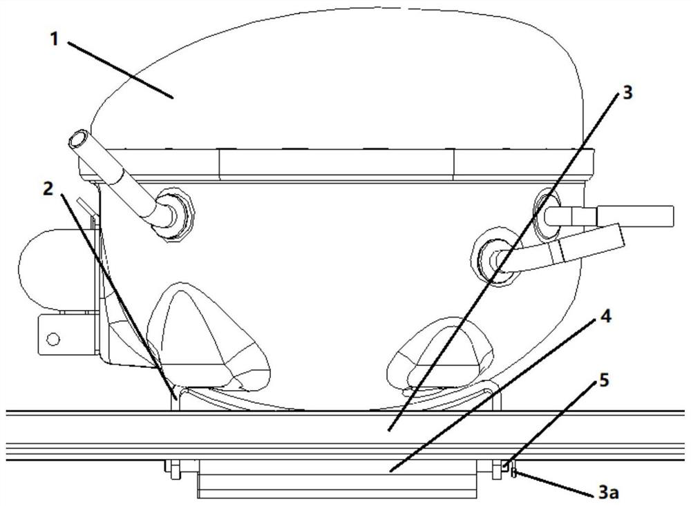 Structure for preventing compressor from transmitting vibration to bottom plate