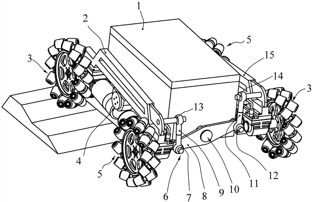 Mecanum wheel-based rocker omnidirectional mobile platform