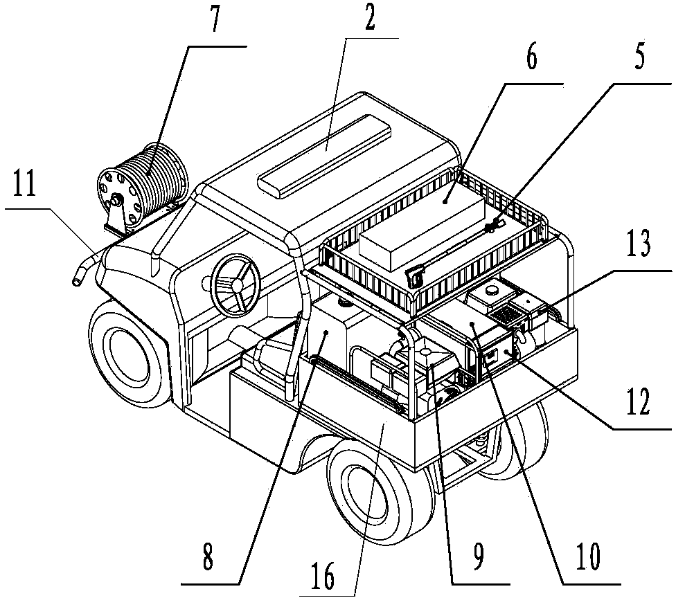 High-pressure water mist four-wheel fire control motorcycle