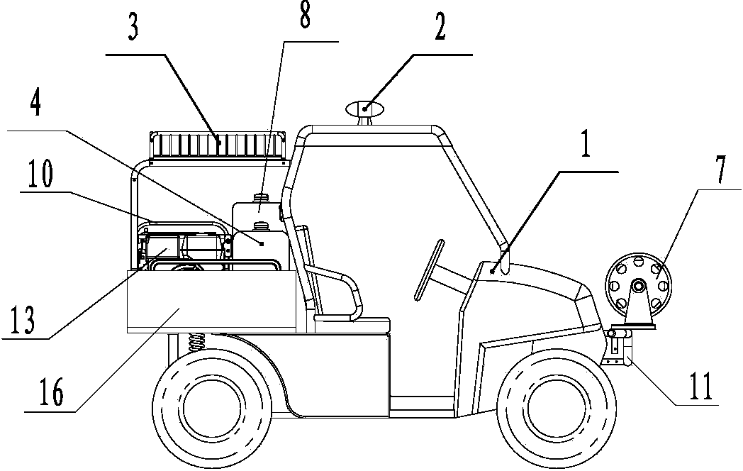 High-pressure water mist four-wheel fire control motorcycle