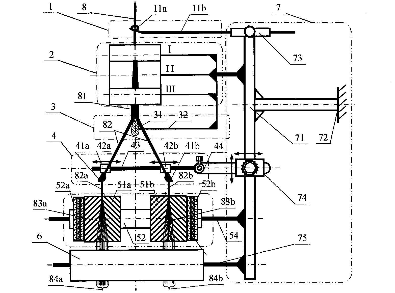 Filament beam splitting two-axis unfolding device and application