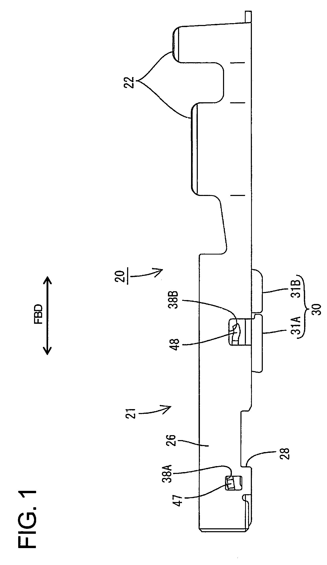 Terminal fitting and a connector provided therewith