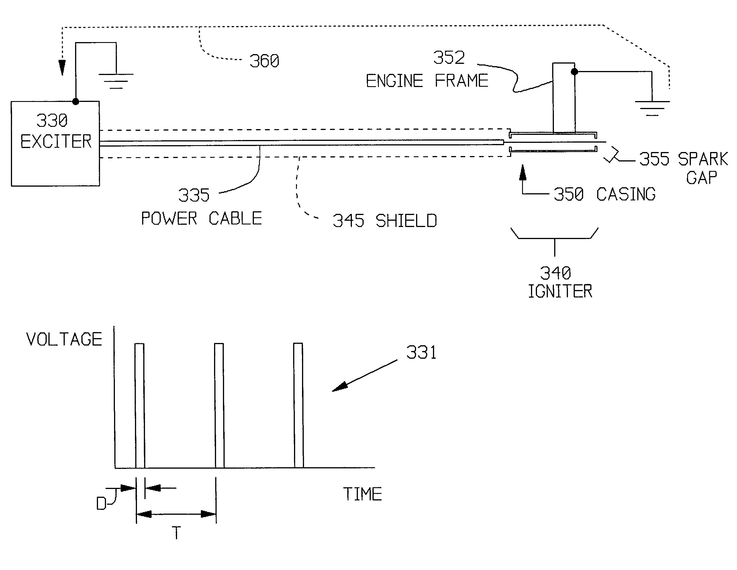 Method of informing pilot of aircraft of spark detected in gas turbine engine