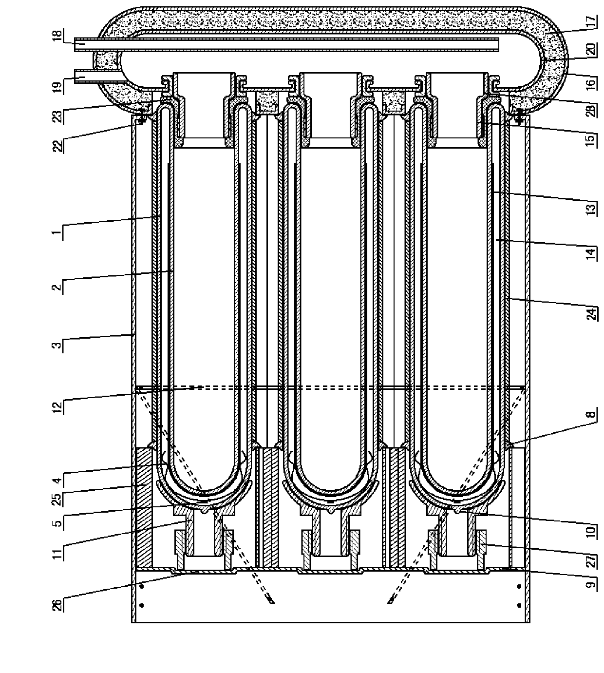 Solar collector installed with horizontally inserted, densely arranged and jacking evacuated solar collector tubes with location tube joints