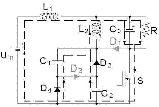 Voltage division step-down Cuk converter circuit