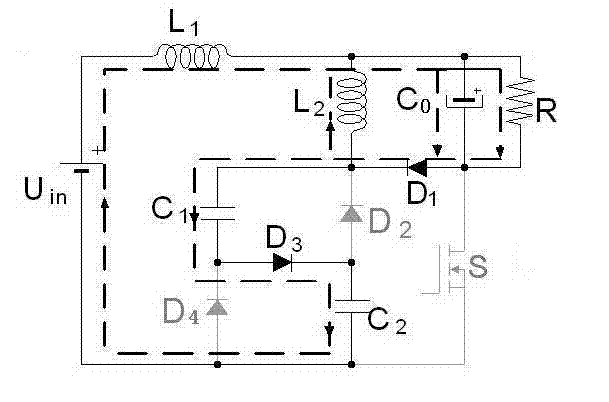 Voltage division step-down Cuk converter circuit