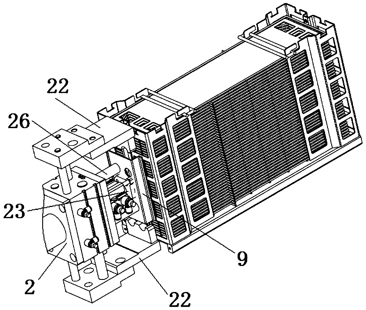 Automatic graphite bipolar plate caging device