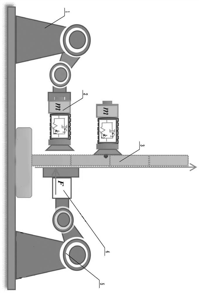 Double-arm robot cooperative vibration reduction method for grinding large thin-walled workpiece