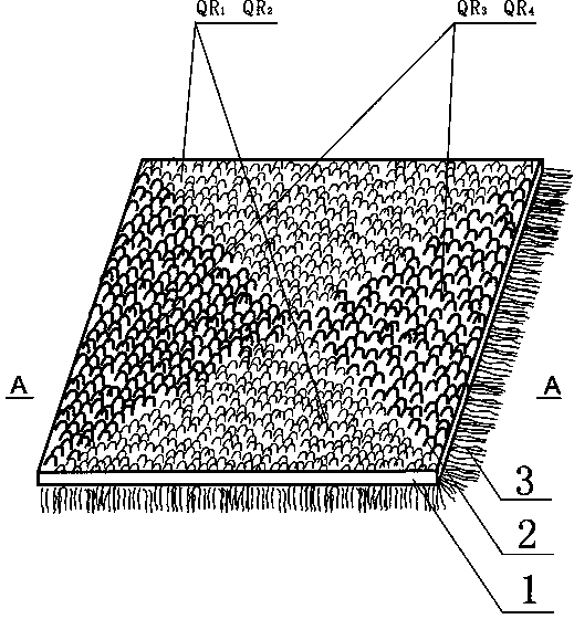 Two-color jacquard fabric with looped piles on one side and velvet on other side and weaving method of two-color jacquard fabric