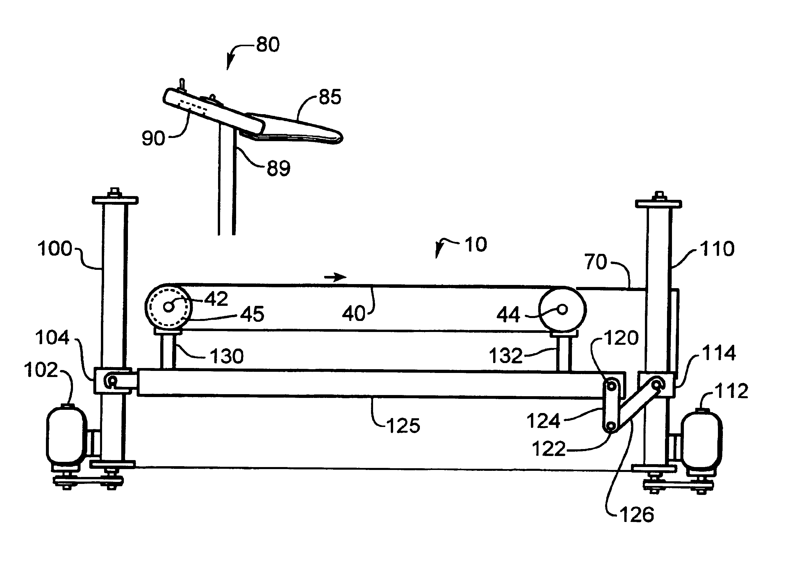 Exercise treadmill with slope adjustment