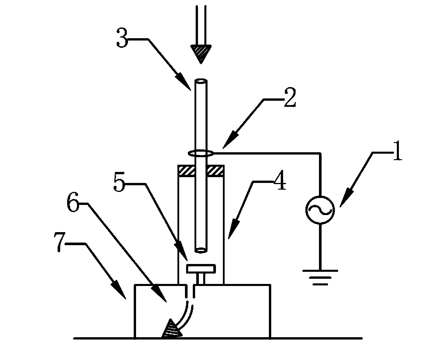 Method for preparing graphene oxide/ silver antibacterial composite material through intermediate pneumatic plasma jet