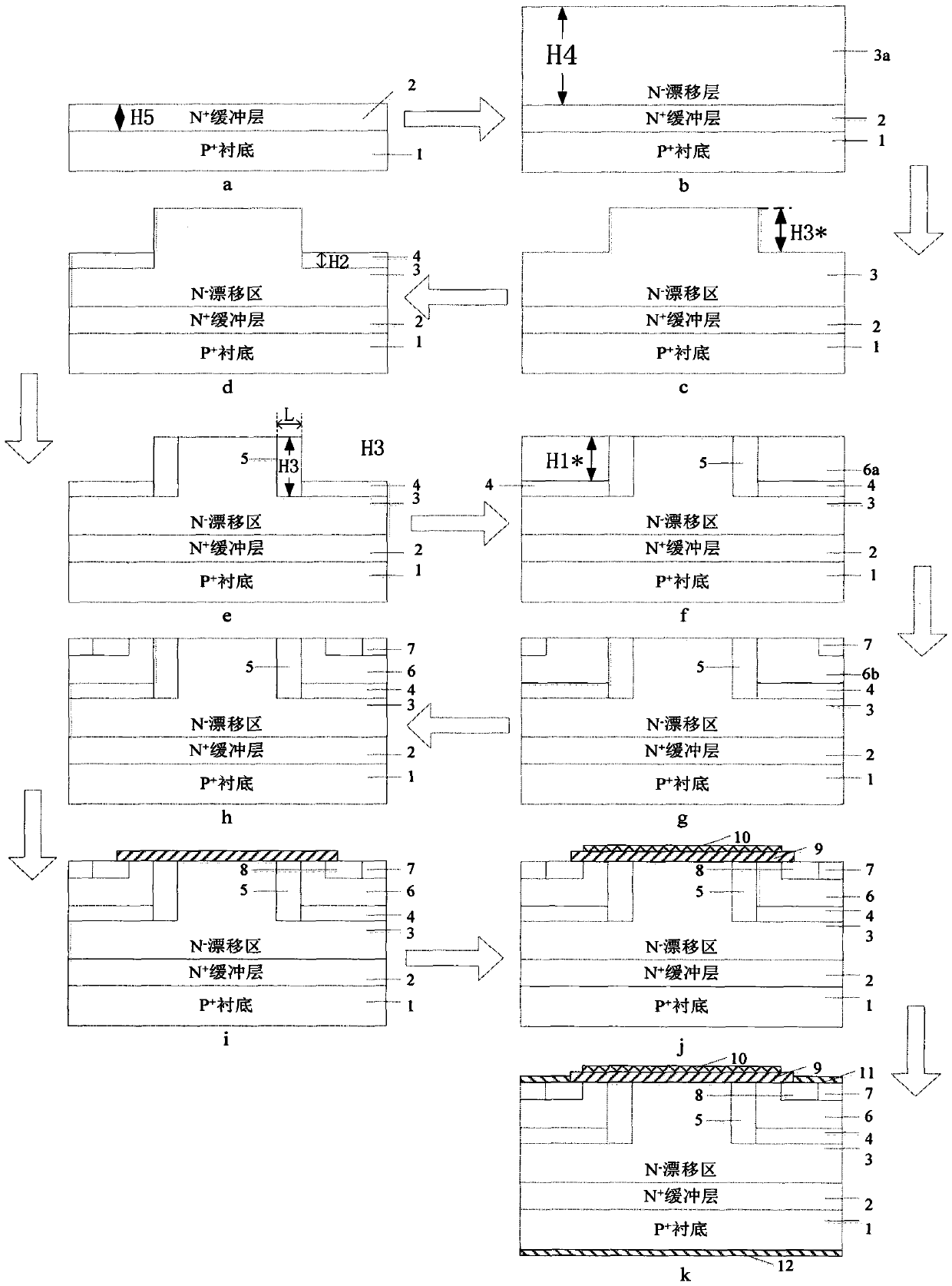 A kind of sic IGBT with low on-resistance and preparation method thereof