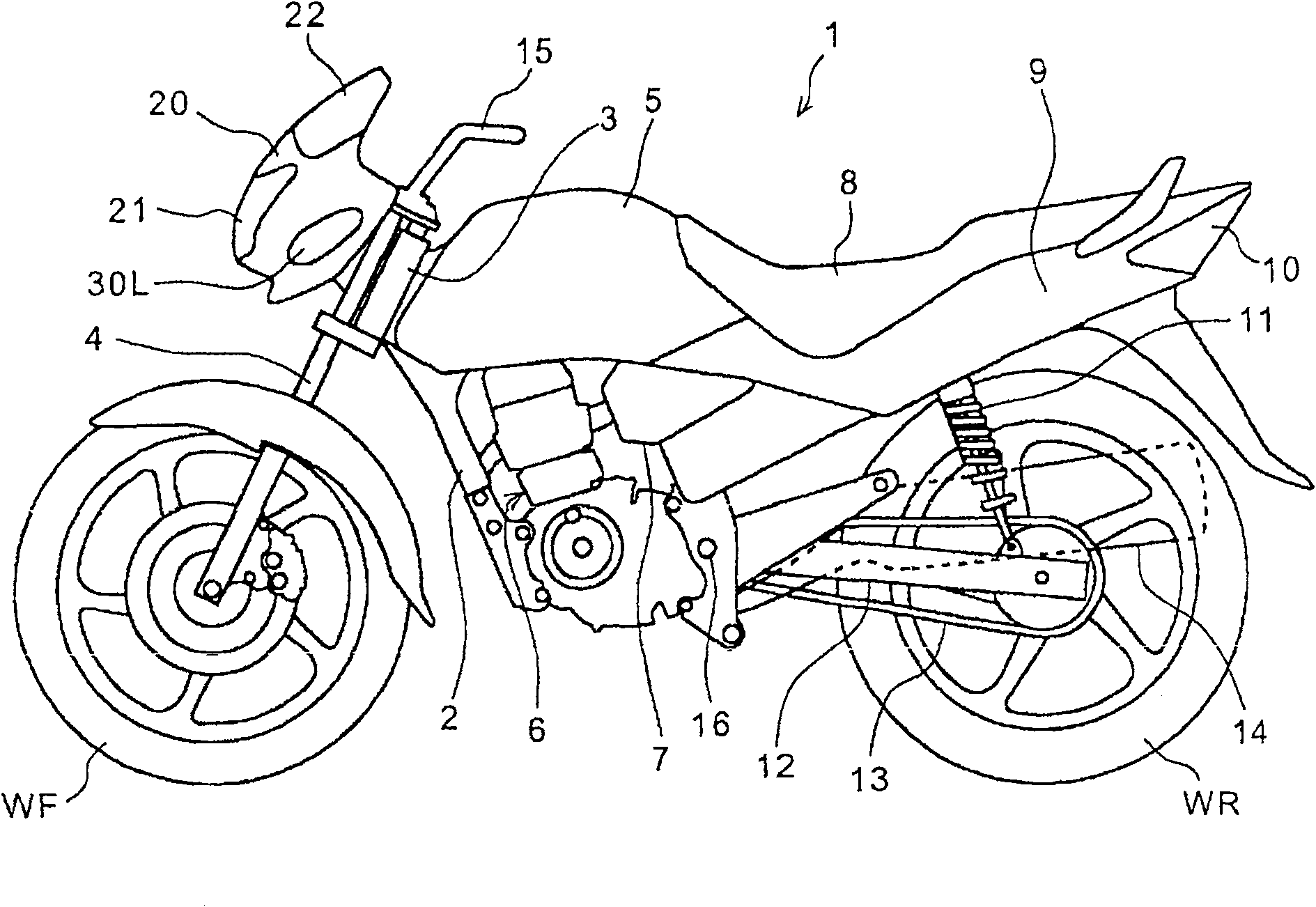 Head lamp device for motor bicycle