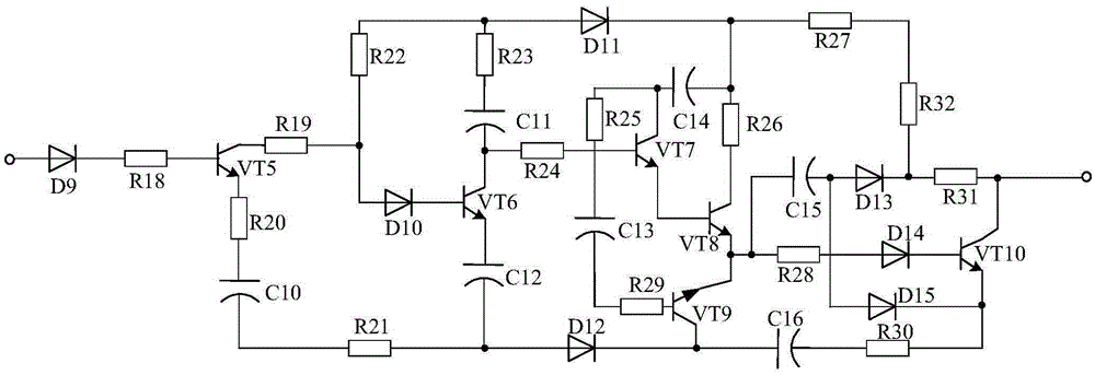 Emitter coupling type amplification-based oscillation drive control system of energy-saving power grid