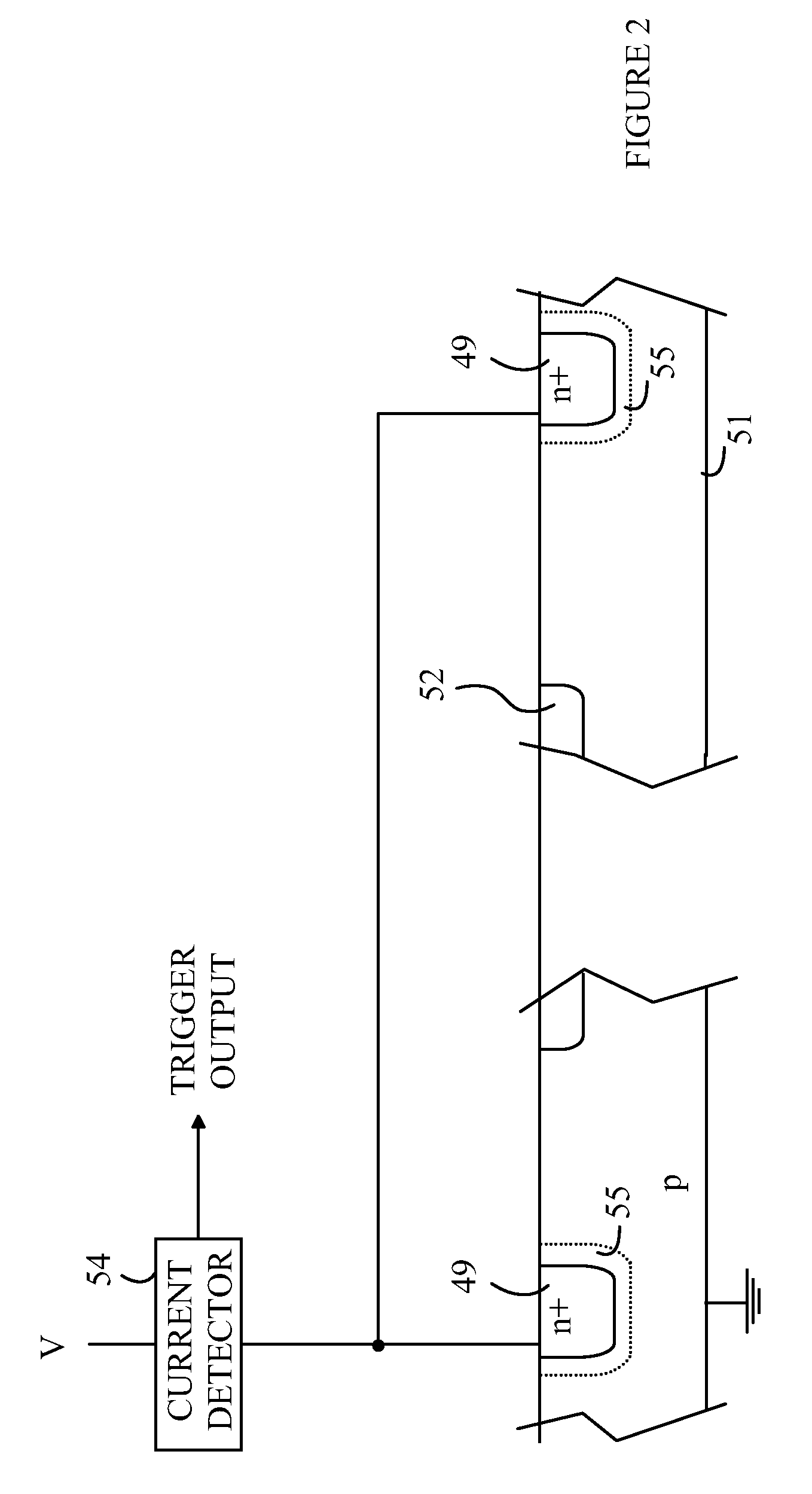 Self-triggering CMOS imaging array utilizing guard region structures as light detectors