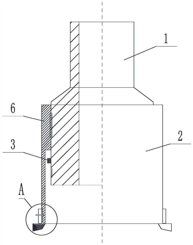 Size head and feeding method for surface casing feeding based on non-drilling time cementing