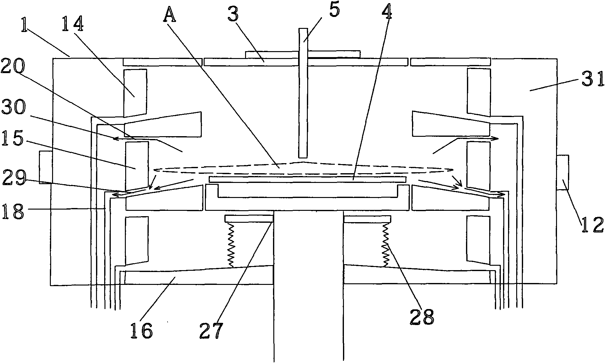 Device for chemical liquid spraying treatment of round lamellar object