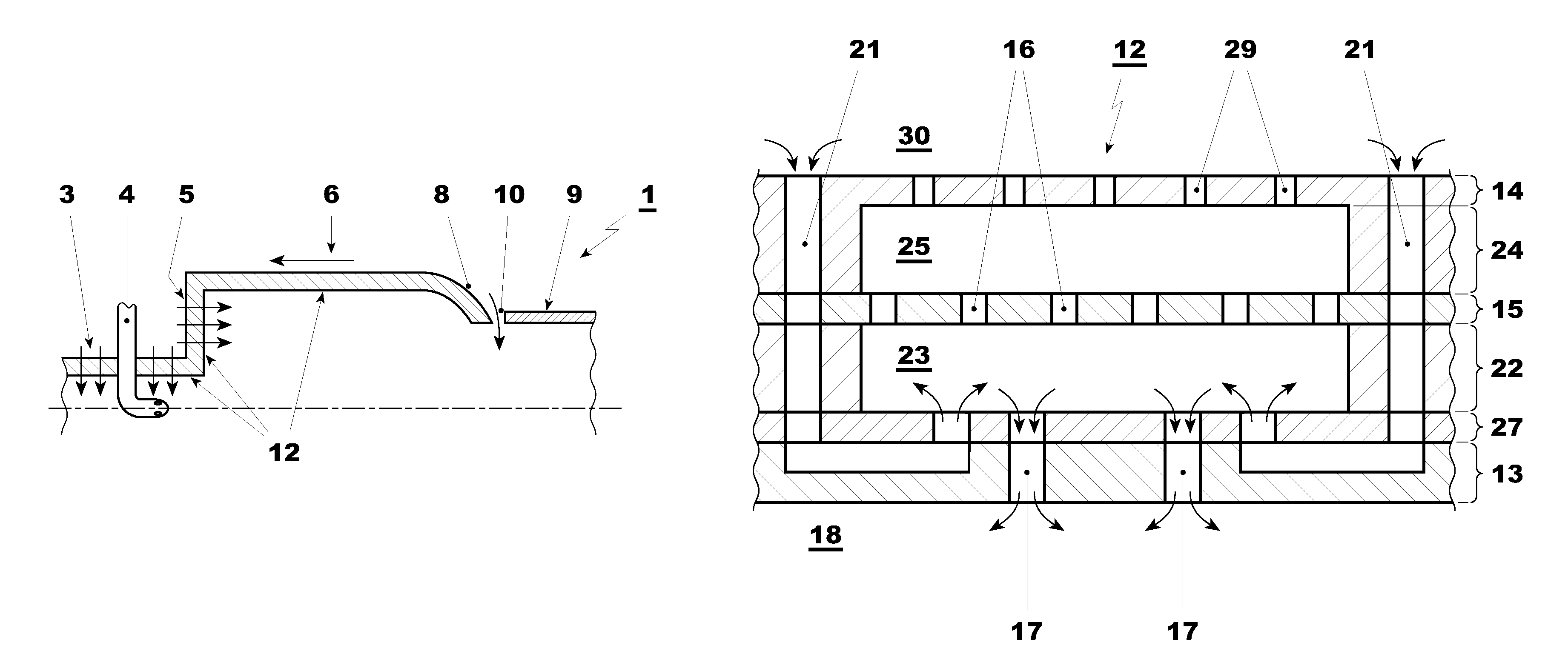 Combustion device for a gas turbine configured to suppress thermo-acoustical pulsations