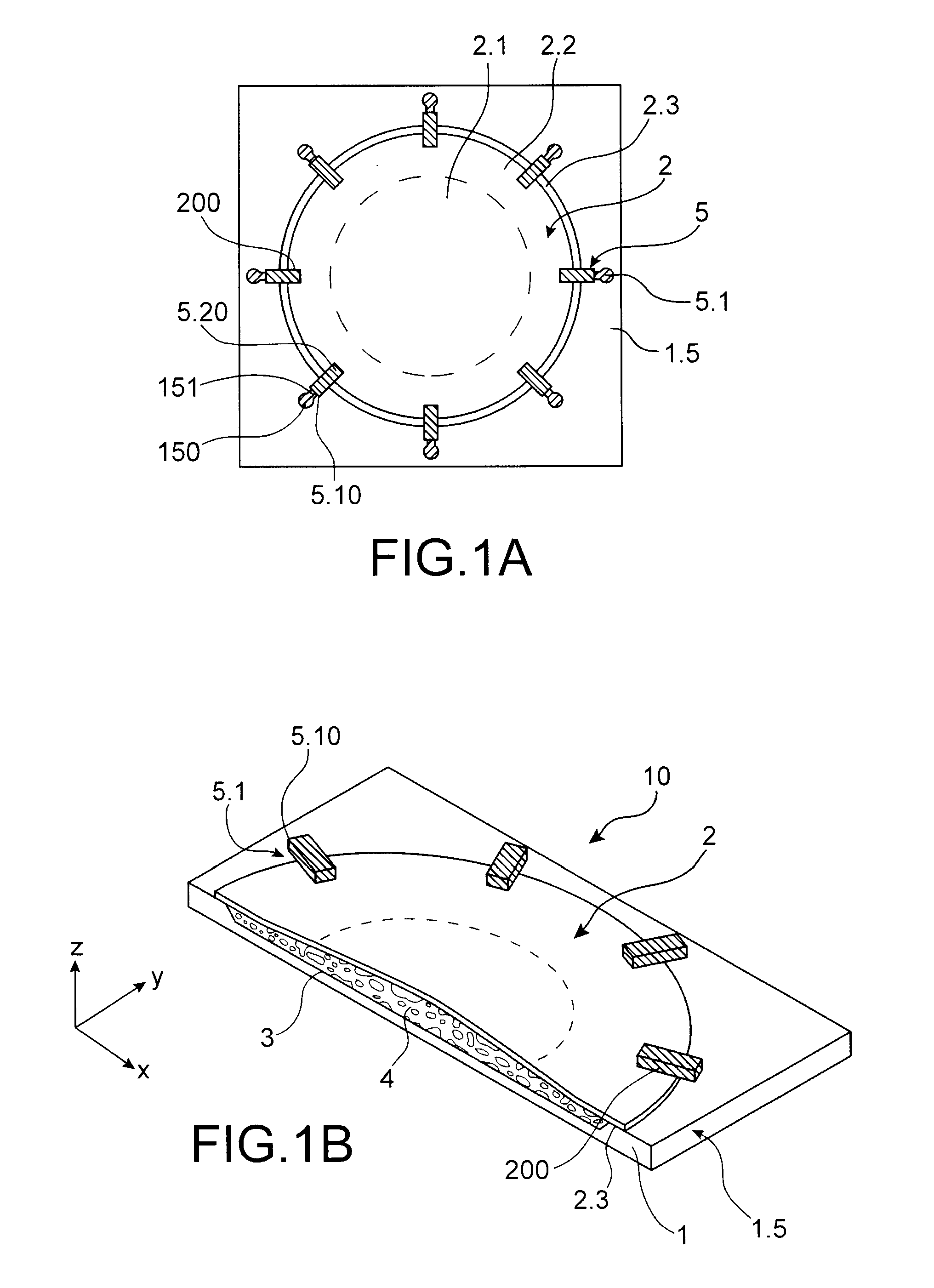 Optical device with means of actuating a compact deformable membrane