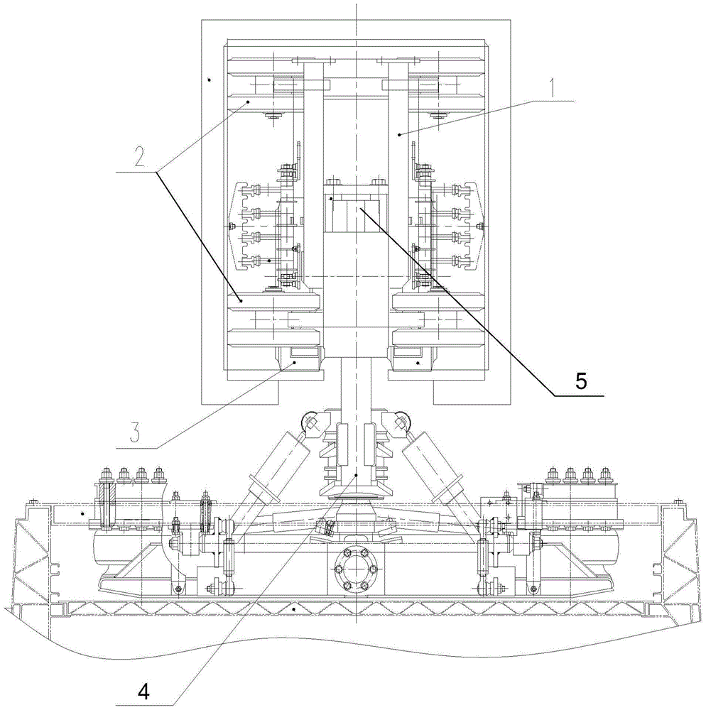 A suspended monorail train bogie