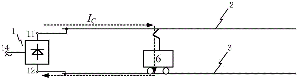 Negative voltage backflow DC supply system for track traffic