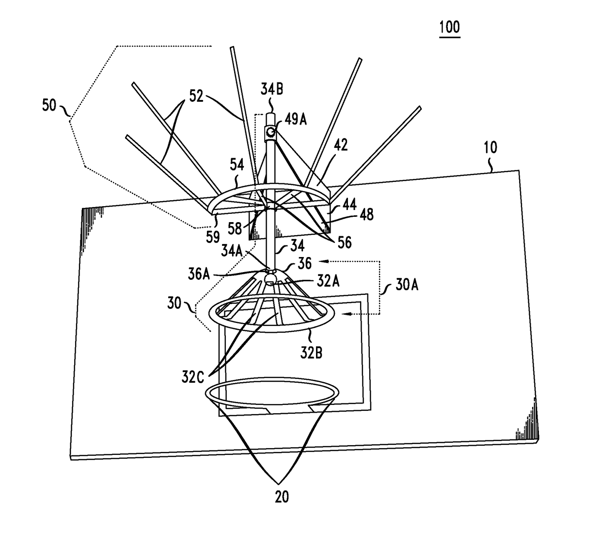 Basketball training device, system and method