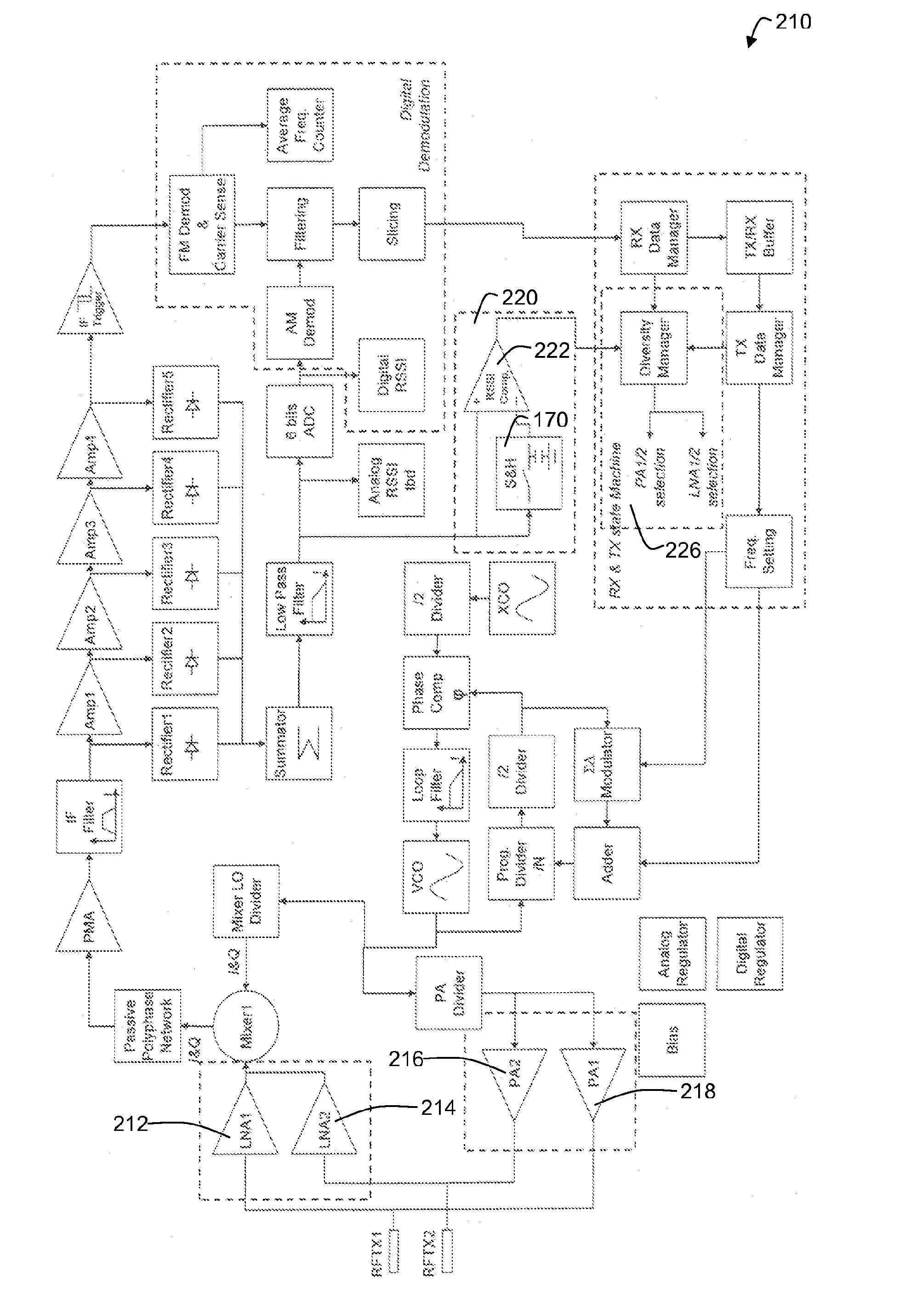 Diversity receiver and transceiver