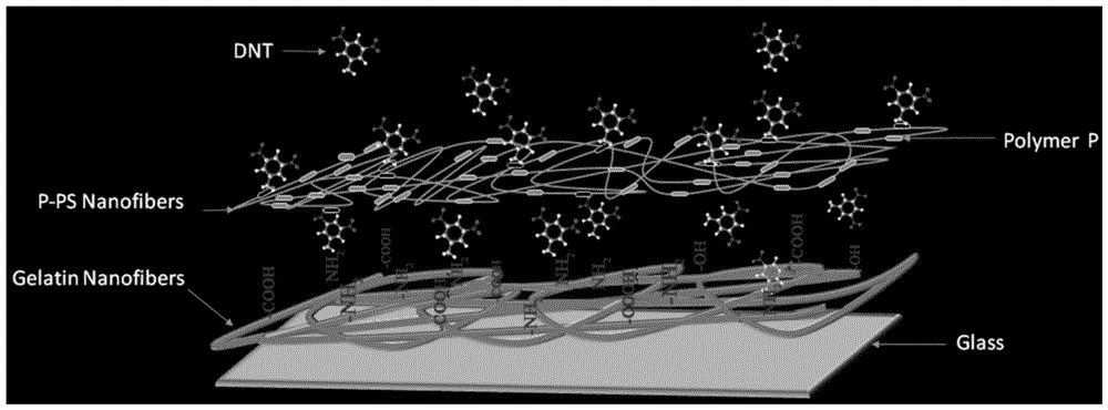 Application of double-layer electrostatic spun film sensor in detection of nitro-aromatic substances