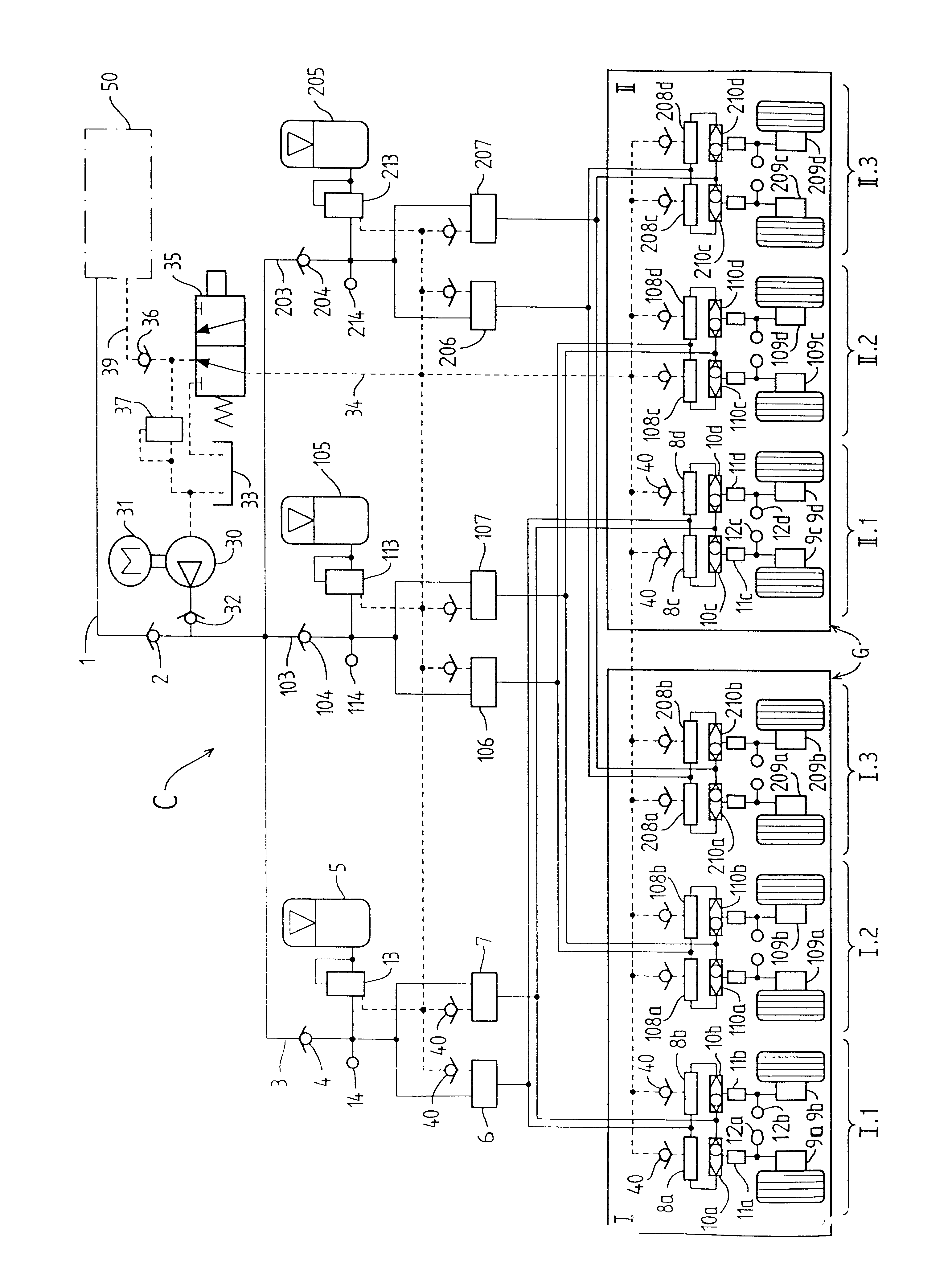 Architecture for the hydraulic braking system of an aircraft