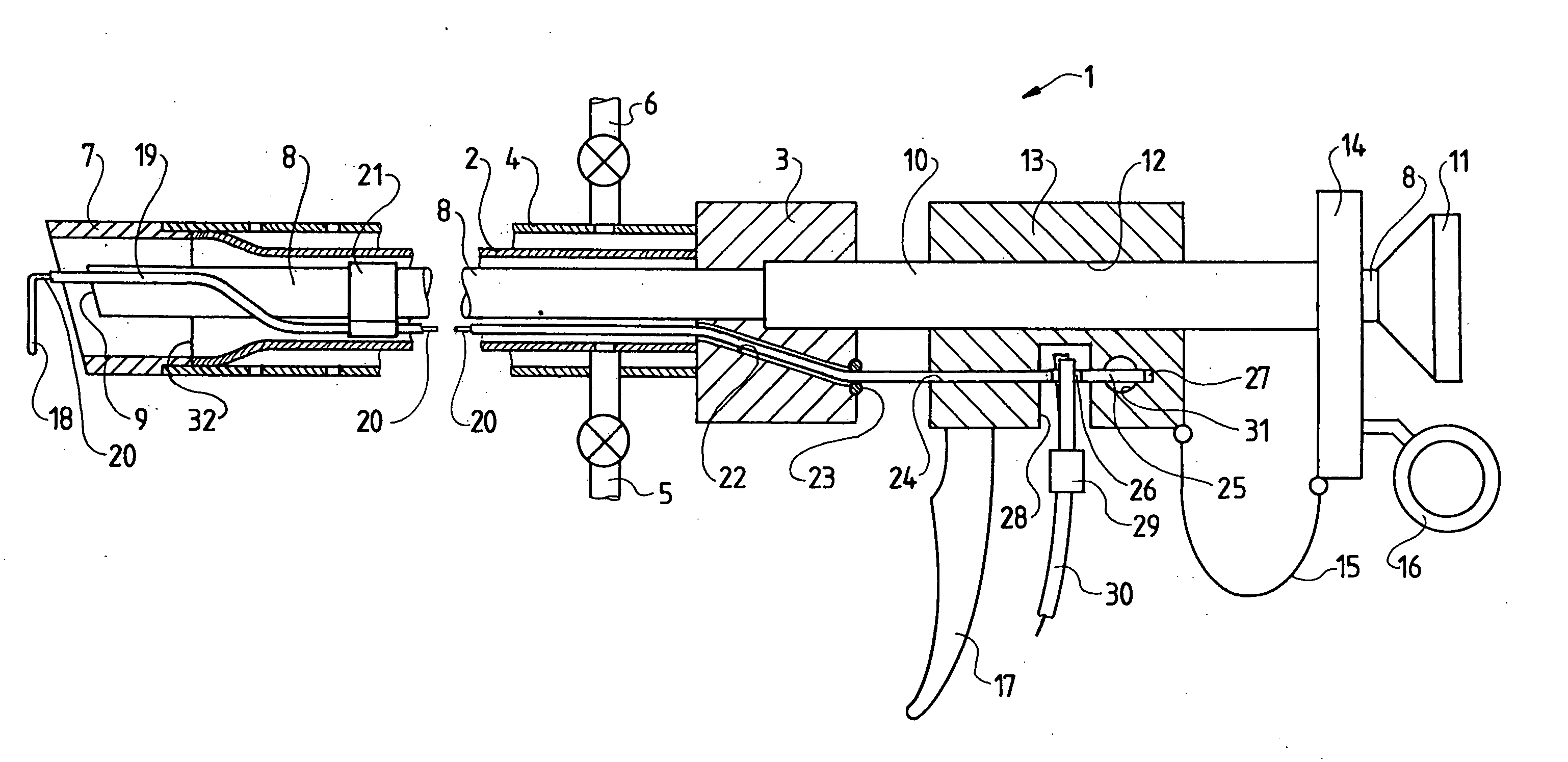 Working instrument with handle element for use in a resectoscope, and handle element for a working instrument