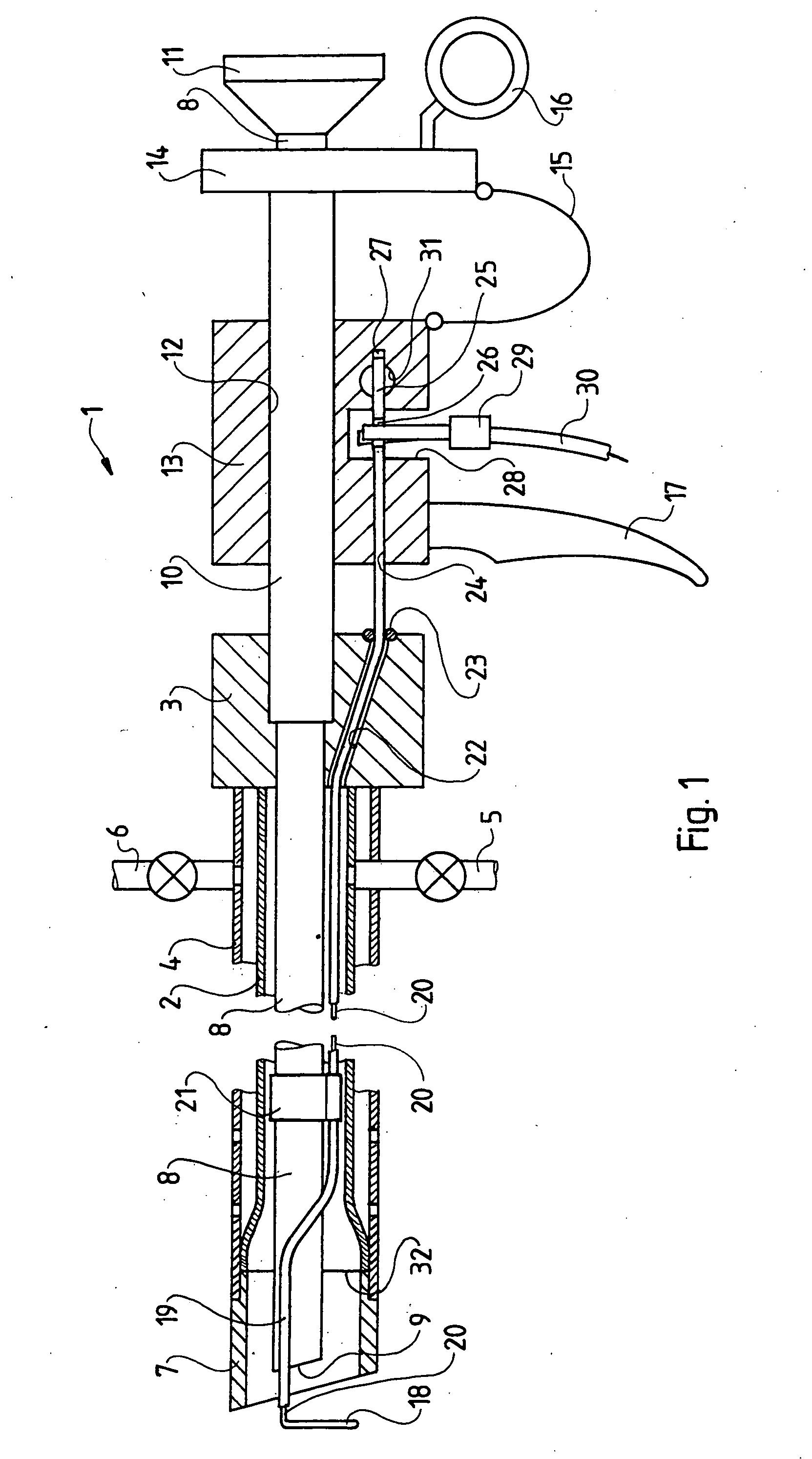 Working instrument with handle element for use in a resectoscope, and handle element for a working instrument