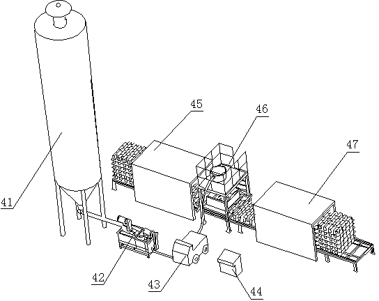 Production line for self-heat-insulation building blocks for walls