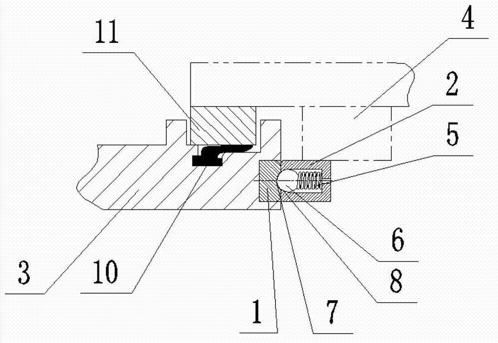 Spring locking device and cabin door comprising same