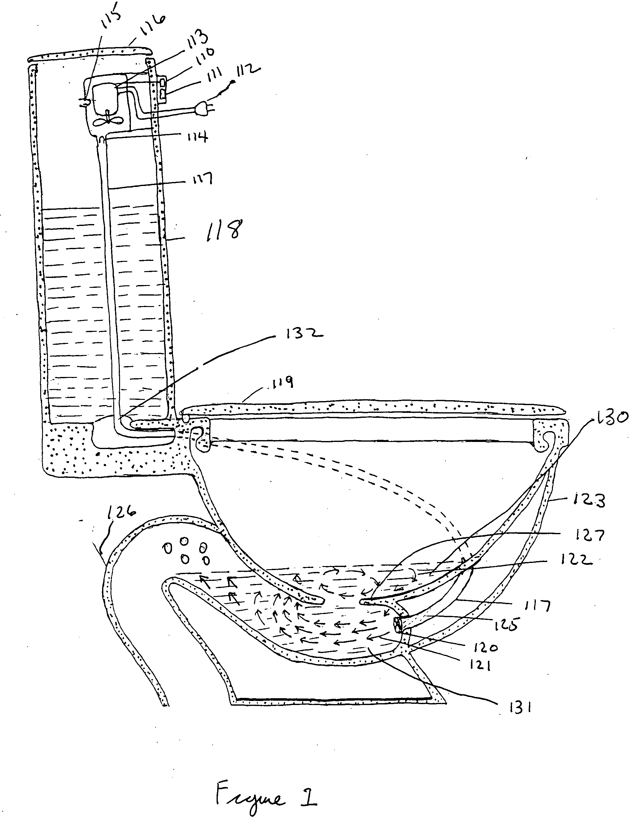 Method and apparatus to reduce toilet splash using water current and turbulence