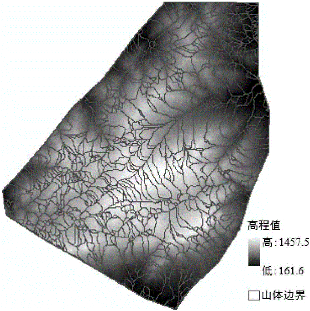 Mountain boundary automatic extracting method