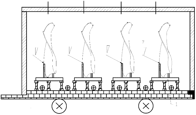 High and medium-temperature heat treatment deformation preventing device for large turbine blades