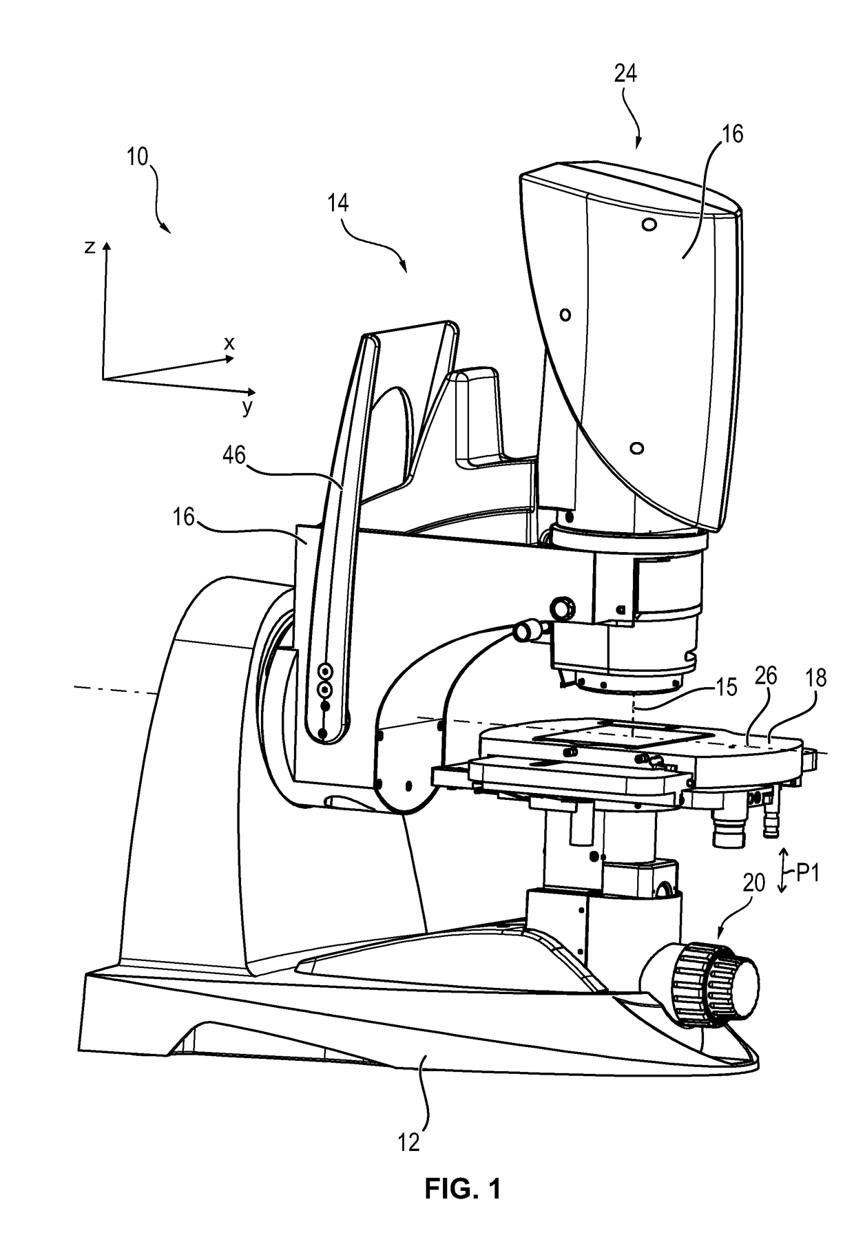 Eucentric digital microscope having a pivotally mounted pivot unit