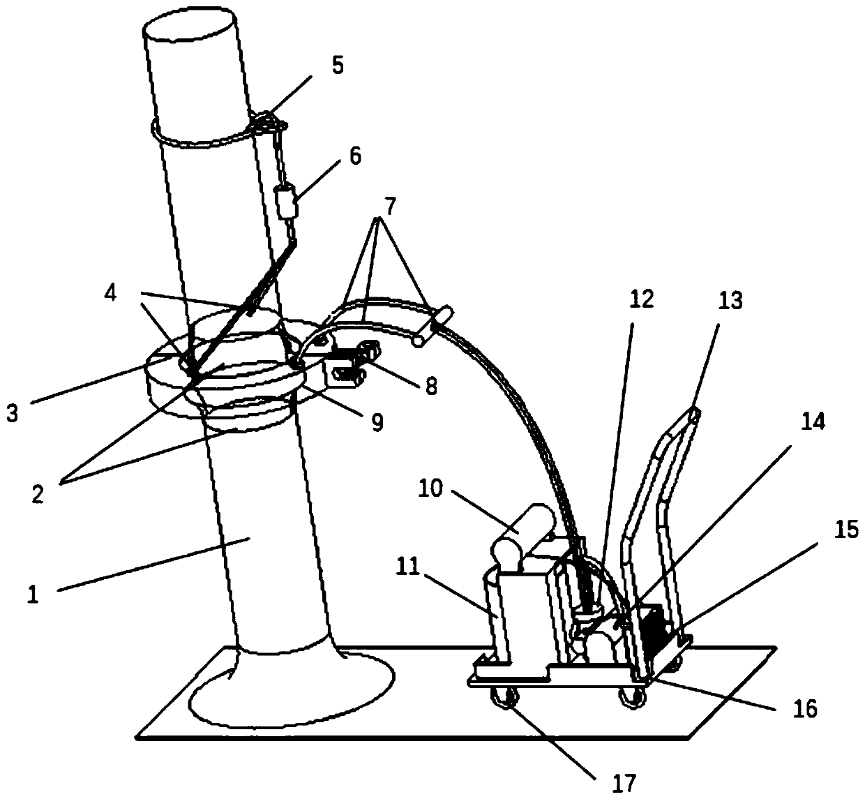 Portable tree whitewashing machine and whitewashing method