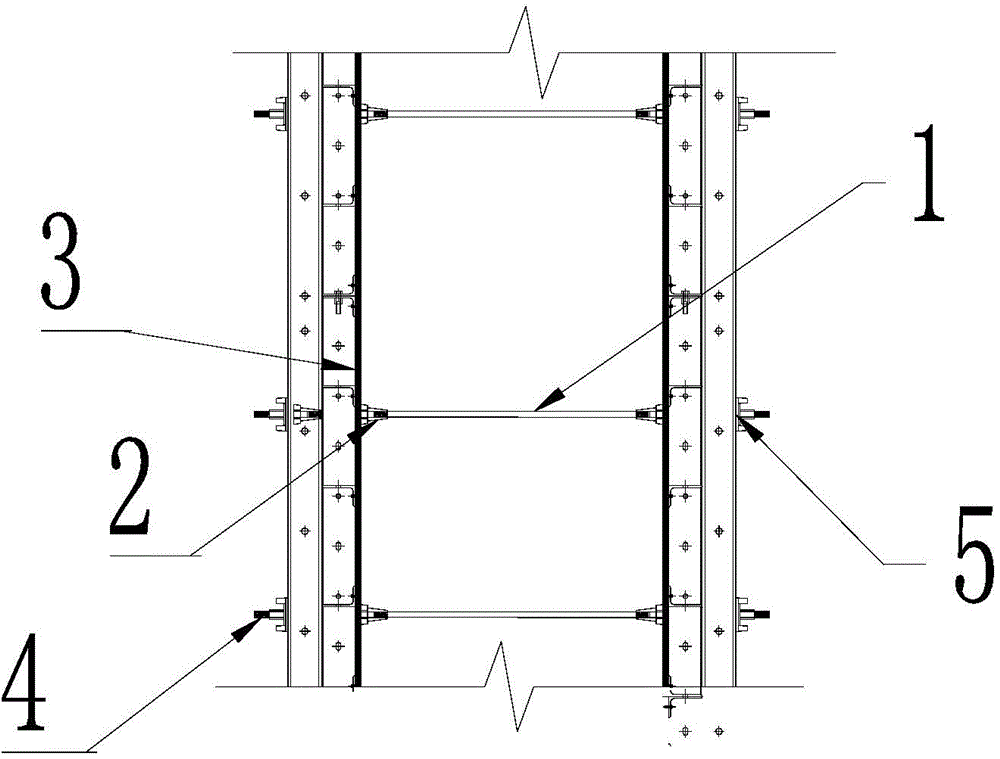 Form board fastening device facilitating control on large-thickness concrete protecting layer