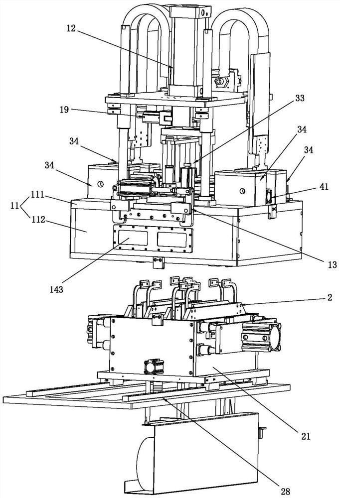 A vertical pumping packaging equipment for pouch batteries