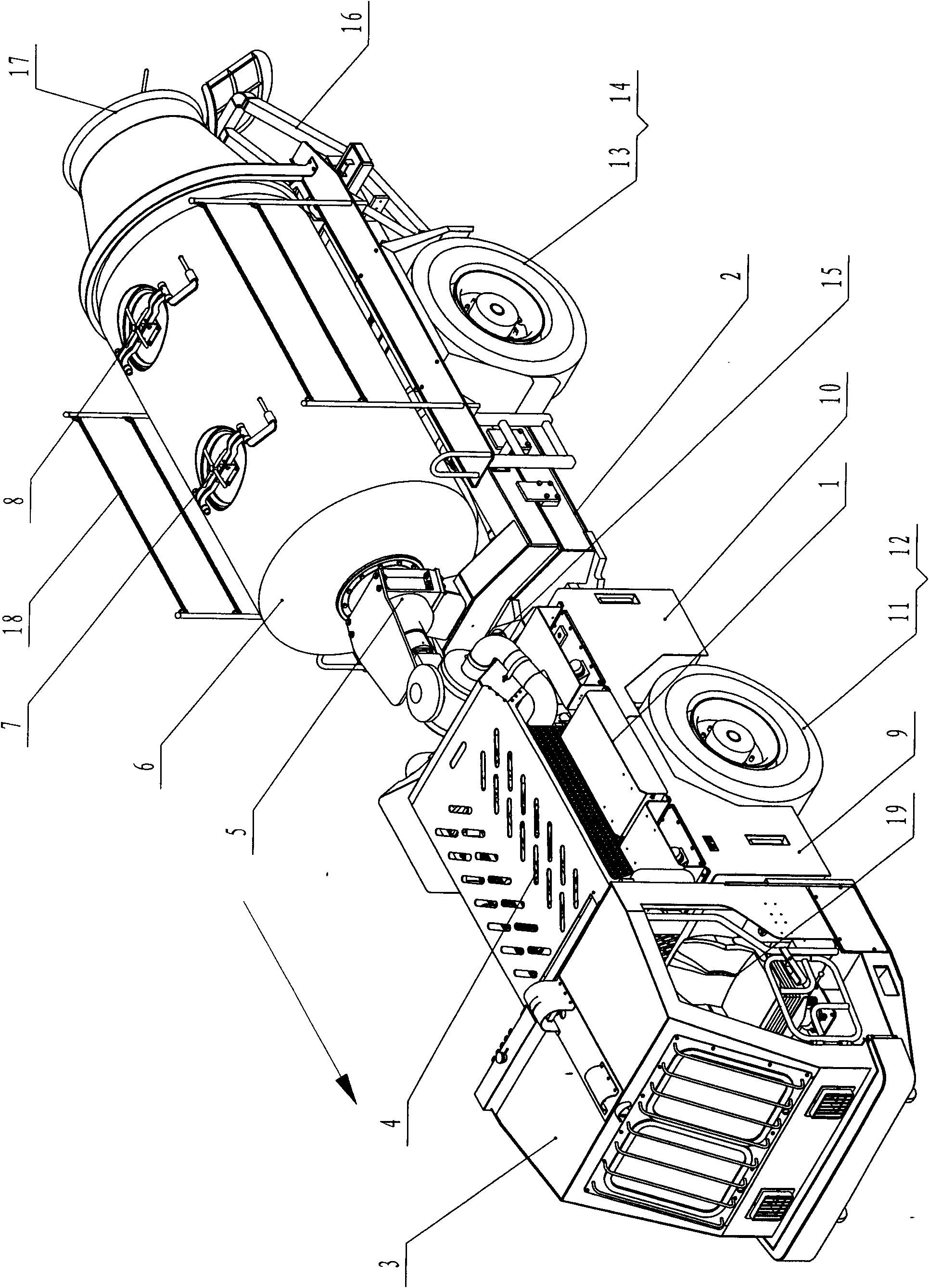 Concrete mixing and transporting car