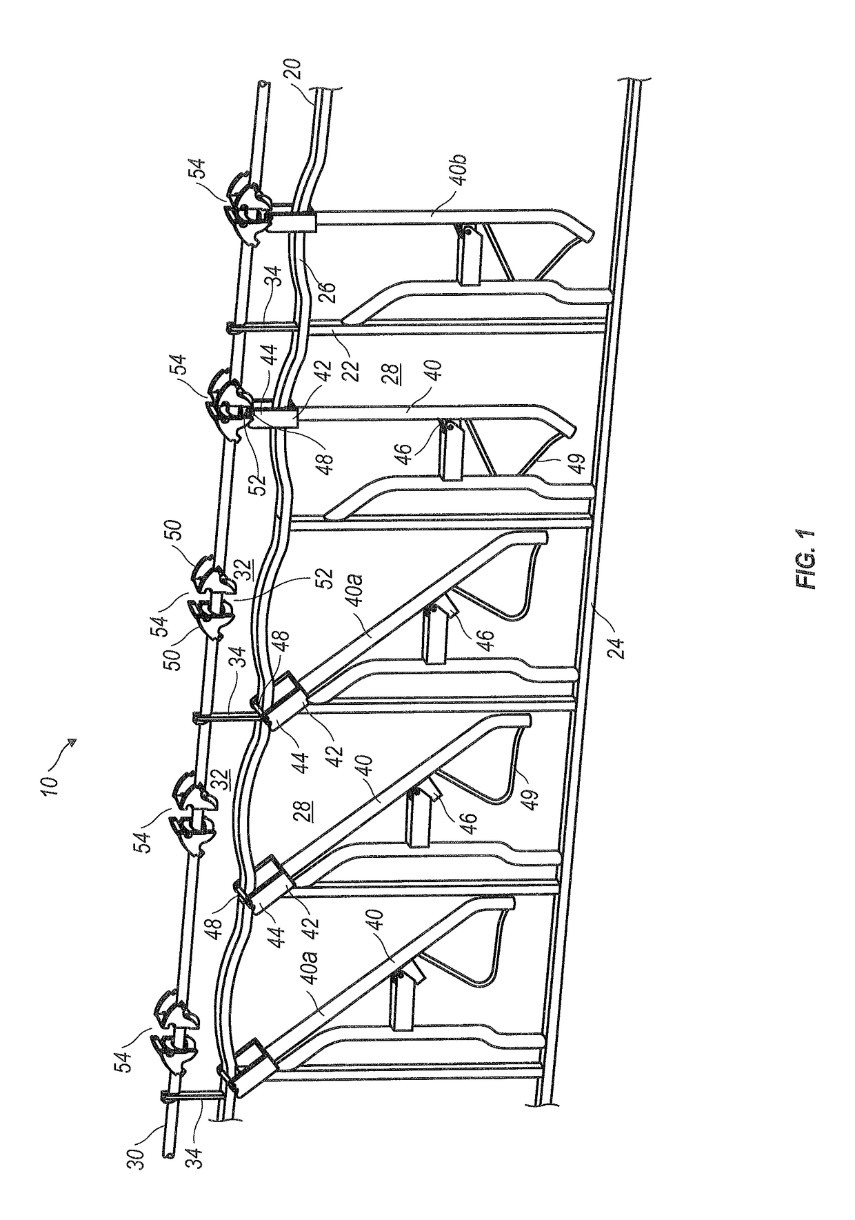 Livestock stanchion with improved support yoke