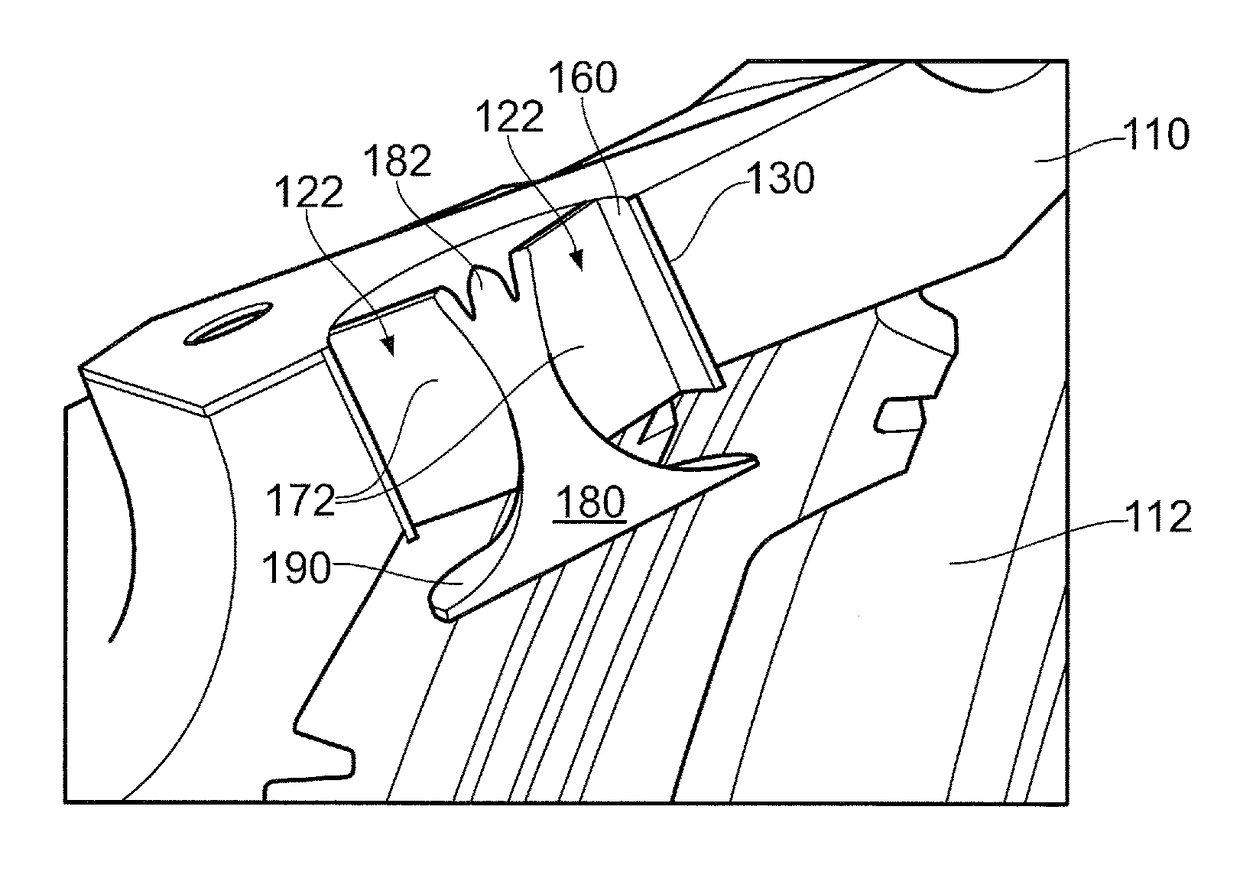 Distributor device for cooling air within an engine