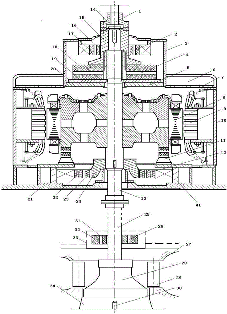 Magnetic suspension water turbine-generator set