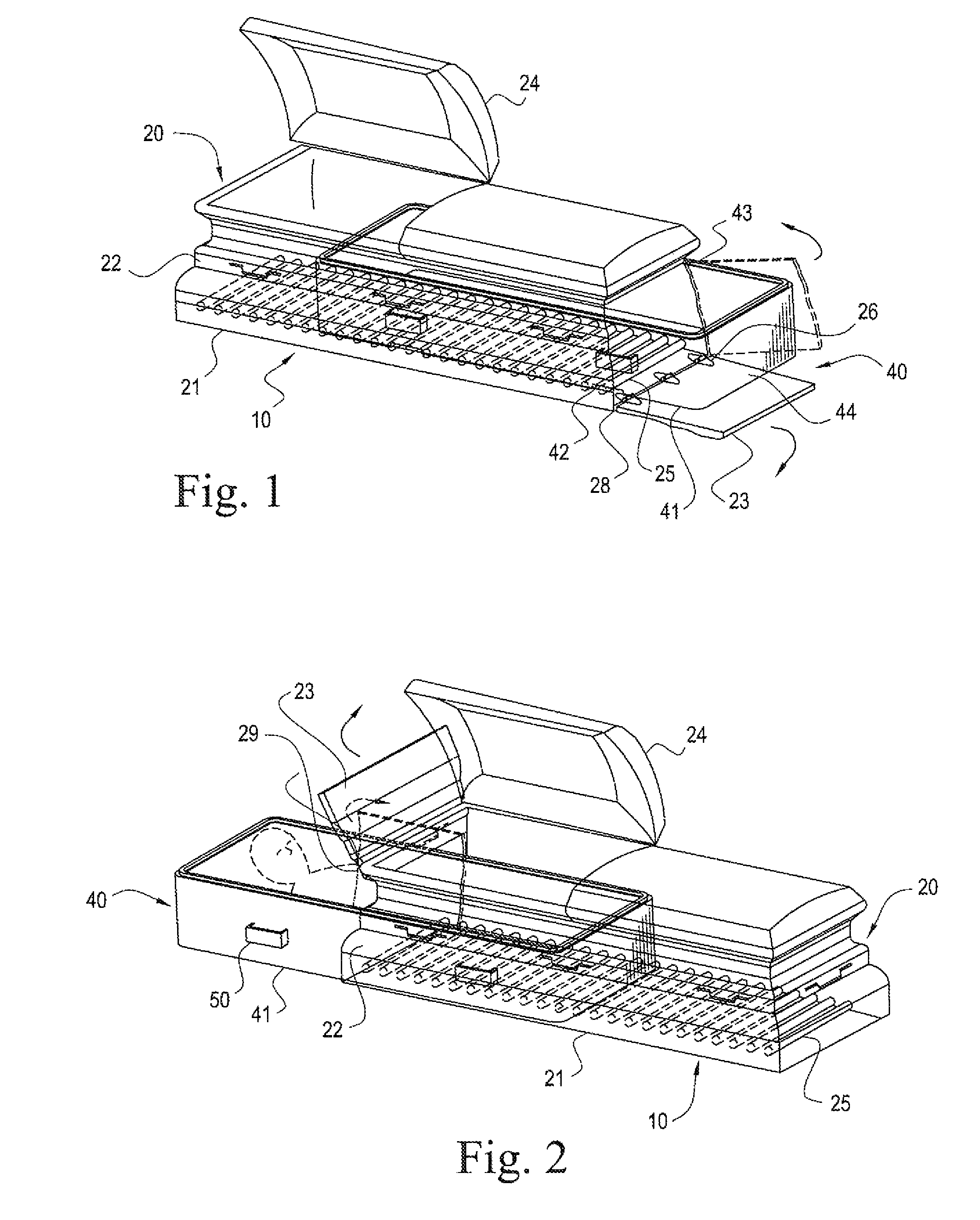 Casket having exchangeable inner shell and associated methods