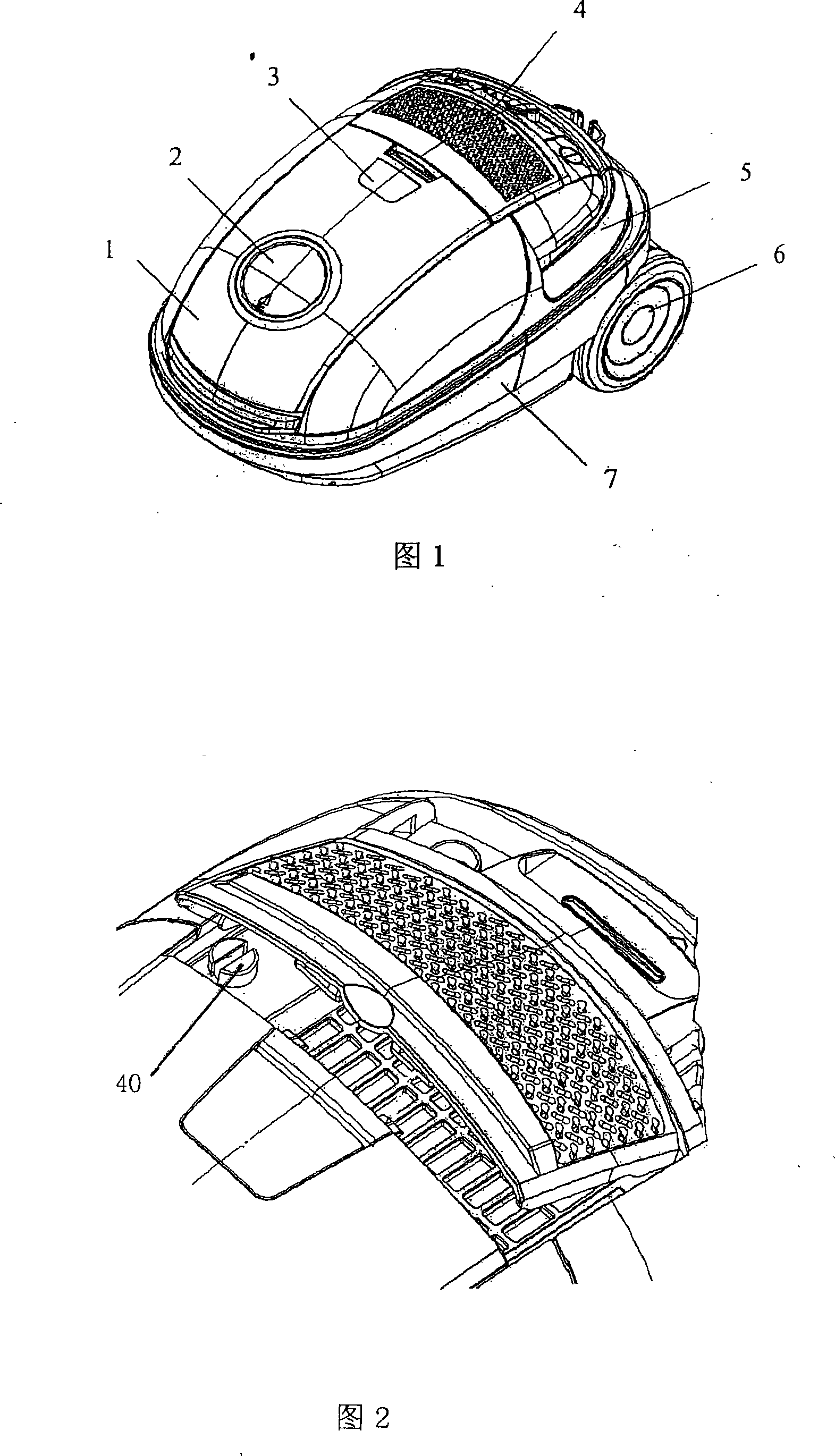 Dust collector with automatic vertical unlocking structure of exhaust-cover